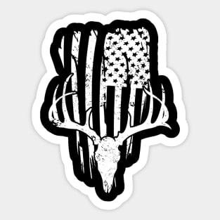 Deer Hunting American Flag Sticker